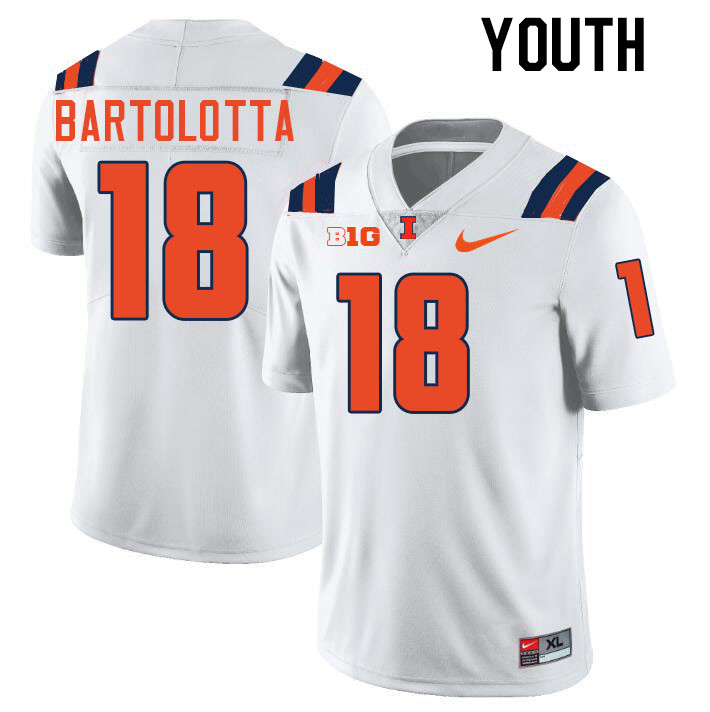 Youth #18 Michael Bartolotta Illinois Fighting Illini College Football Jerseys Stitched-White